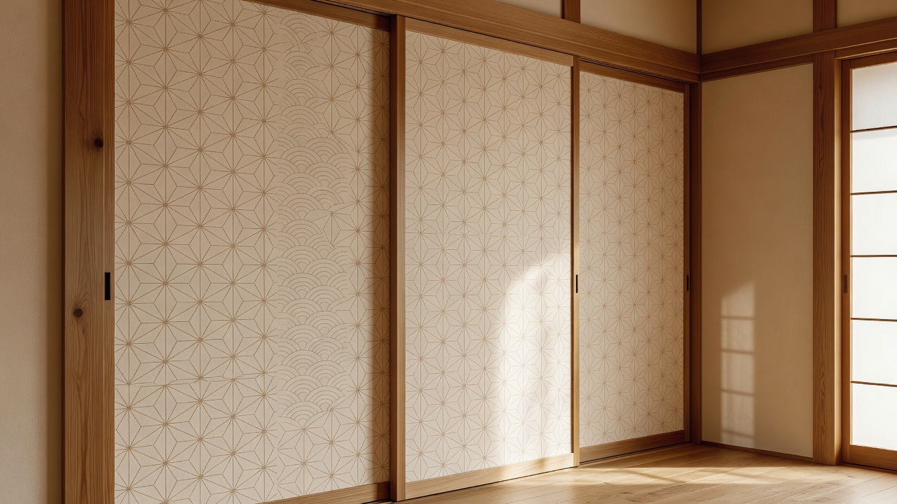 幾何学的な襖の引き戸